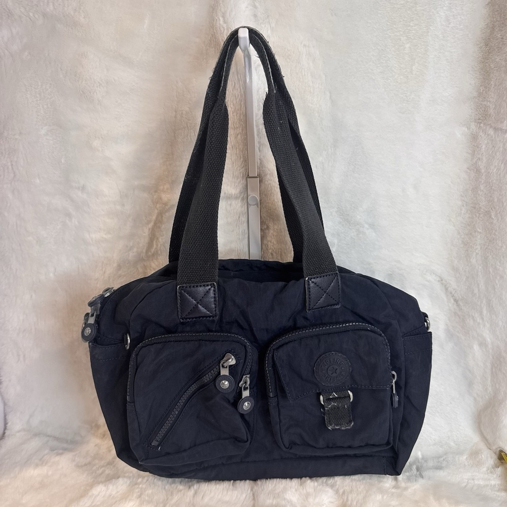 Kipling Defea Navy Satchel Hand Shoulder Bag Purse Multiple Pockets *No Strap*